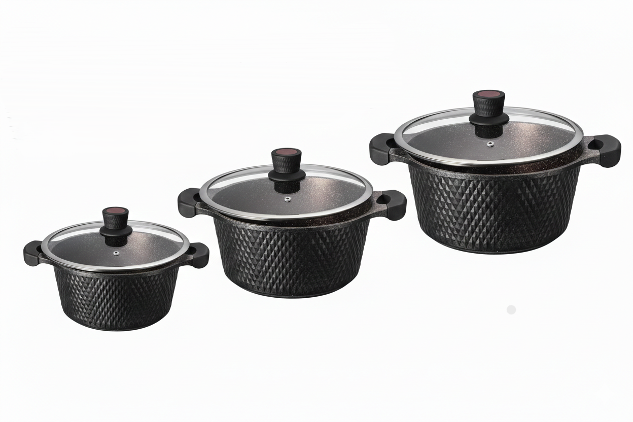 Набір казанів EB-16001 3 Пред. 2.4/4.3/6.0 Лтр. Литий Алюміній